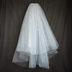 Shuiwu R0372 Bridal Headdress New Korean Style White Beaded Veil Daily Wedding Wedding Hair Accessories