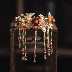 Water Dance G0129 Water Dance New Chinese Style Gold Bottom Red Pearl Bracelet Tassel Bracelet Ancient Style Xiuhe Clothing Accessories