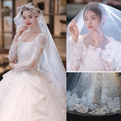 Shuiwu R0399 Bride's New Korean White Veil Lace Flower Short Soft Gauze Wedding Gauze Travel Hair Accessories