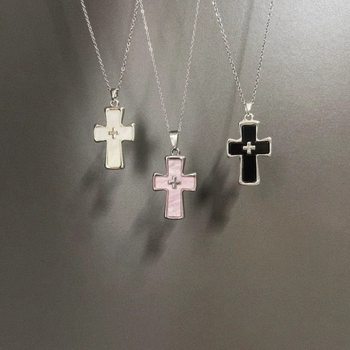 
Vintage pink sweet cool cross necklace