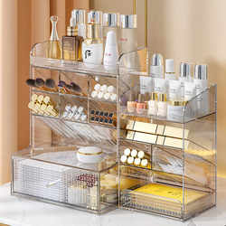 Cosmetic Storage Box Transparent Acrylic Household Large-Capacity Eyebrow Pencil Brush Dressing Table Desktop Skin Care Product Storage Rack