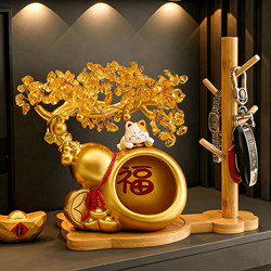 Creative Gourd Lucky Cat Key Storage Entryway Ornament Living Room Desktop Money Tree Decoration Housewarming Gift