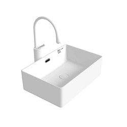 Prel Countertop Basin Right-Angle Square Basin Wash Basin Single Basin Bathroom Wash Basin Ceramic Wash Basin with Overflow Hole