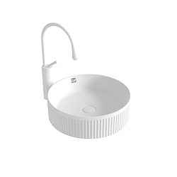 Prel Ceramic Countertop Washbasin Home Bathroom Washbasin Balcony Washbasin Small Stripesd Round Basin
