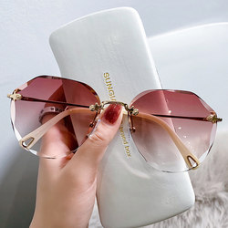 2026 New Fashionable Frameless Cut-Edge Sunglasses for Women, Internet Celebrity Style, Uv Protection, Slimming Trendy Sunglasses for Women