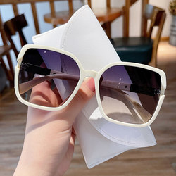 Fashionable Sunglasses for Women, Anti-Uv, Korean Style, Trendy, Slimming for Big Faces, White Frame Sunglasses, Summer Sun Protection, 2025 New Style