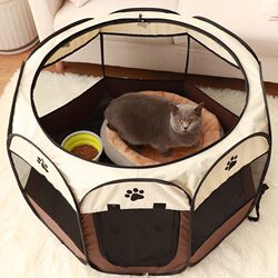 Pet Tent, Octagonal Cage, Fence, Cat Cage, Foldable Cat Cage, Extra-Large Household Cat Nest, Suitable for All Seasons, Cat Maternity Room