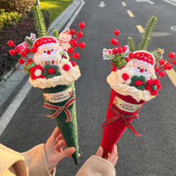 Santa Claus Cone Bouquet Christmas Gift for Girlfriend, Best Friend, or Friend, Creative and Thoughtful Christmas Team-Building Activity