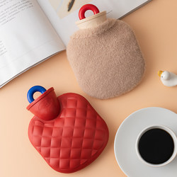 Winter Hot Water Bottle Mini Hot Water Bag Hand Warmer Explosion-Proof Plush Anti-Scalding Warm Bed Pad for Belly Small Size for Women