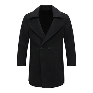 
H1318 Autumn and Winter Men's Woolen Coat Wool Zipper Warm Windproof Jacket Fashion Urban Black