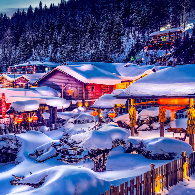 哈尔滨雪乡旅游 东北延吉长白山冰雪大世界7天6晚跟团游滑雪温泉