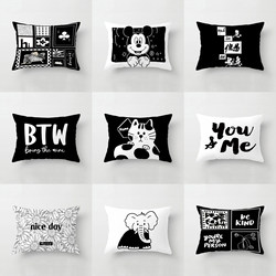 ins Rectangular Black and White Pillows, Scandinavian Minimalist Mickey Cushions, Modern Geometric Sofa Pillows, Nap Pillows, Backrests