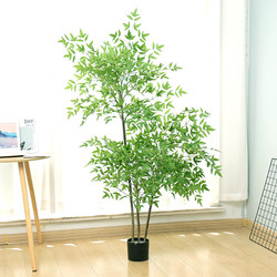 Artificial Plant Nandina Bamboo Floor-Standing Potted Plant Indoor Large Artificial Green Plant Ornament Living Room Light Luxury Decorative Flower Fake Tree