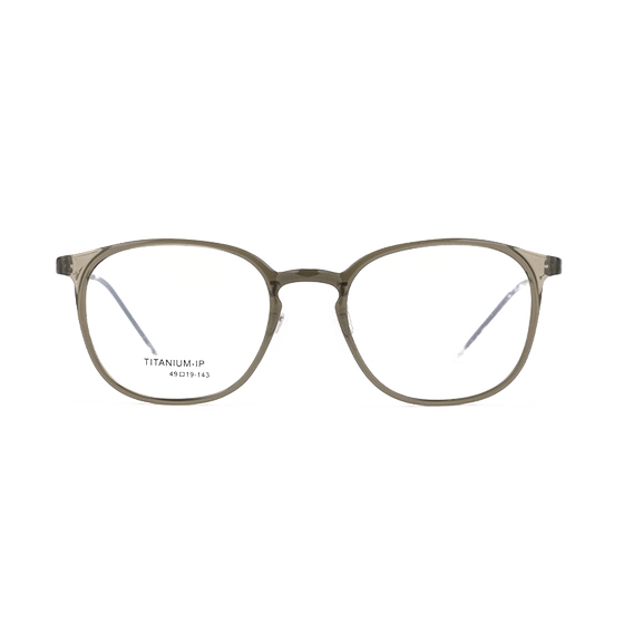 Height ultra -light myopia glasses frame oval -faced mirror frame can be matched, cold tea transparent gray Korean light feathers titanium