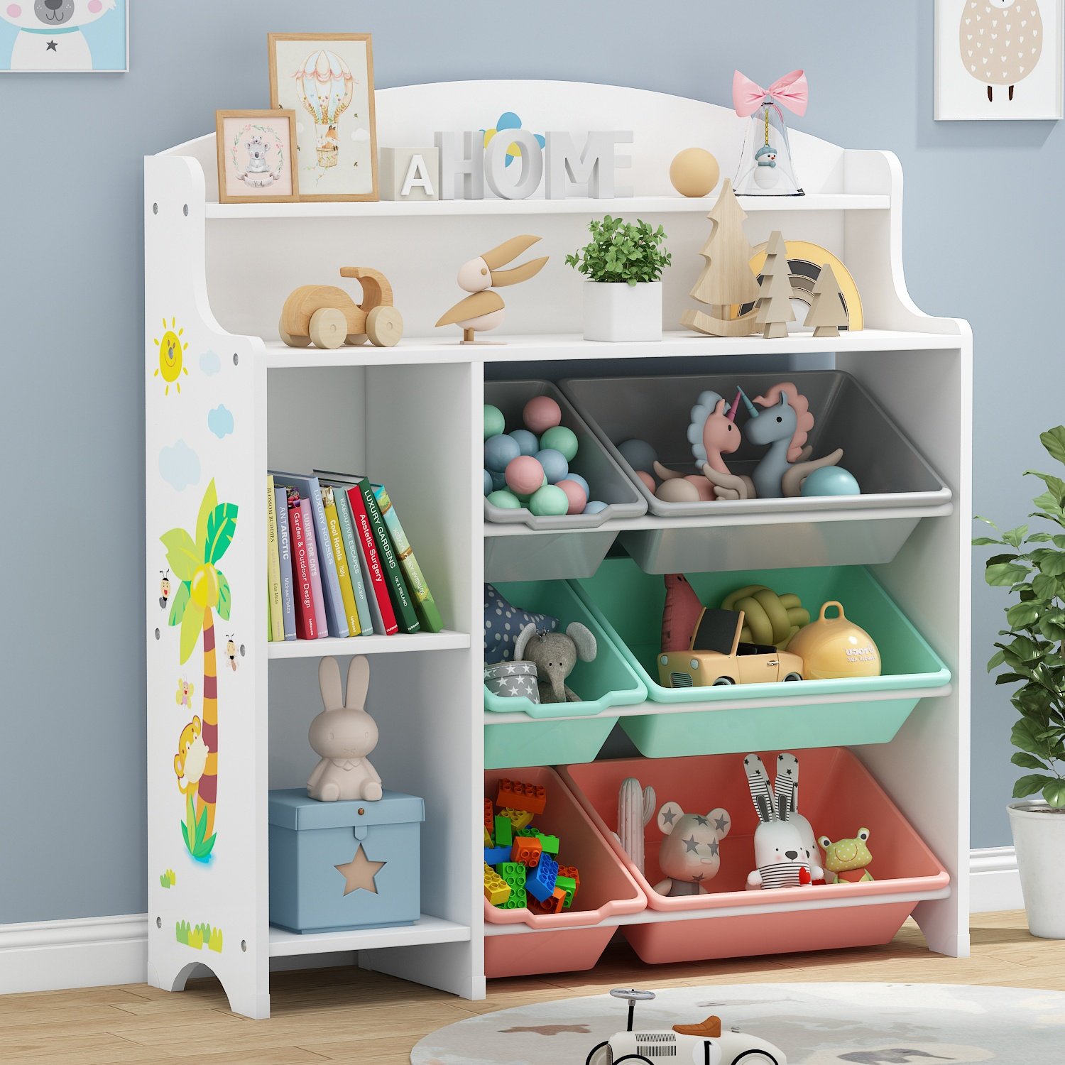 Penfit Children's Toy Storage Rack - Multi-Layer Bookshelf Organizer