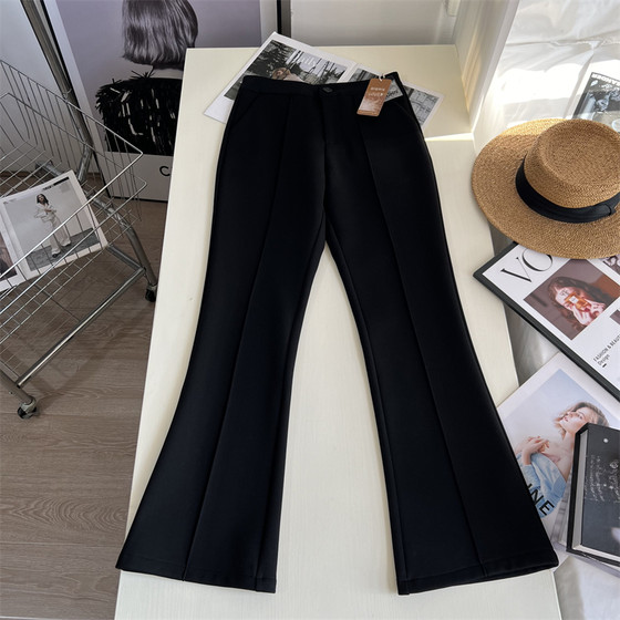
Minimalist, niche and high-end sense ~! Versatile black bell-bottoms, micro-flared down gauze suit pants, thickened stretch trousers