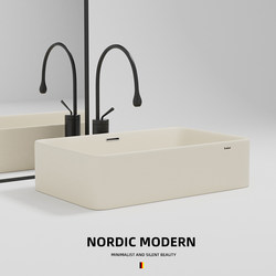 Cream-Style Modern Rectangular Countertop Basin, Creative Matte Ceramic Washbasin, Nordic Household Bathroom Washbasin