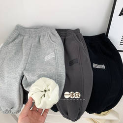 Boys' all-in-one fleece sweatpants 2025 new autumn and winter style