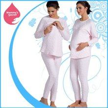 
Thickened pregnant women's pajamas pins and cotton breastfeeding clothes for confinement home clothes warm cotton set