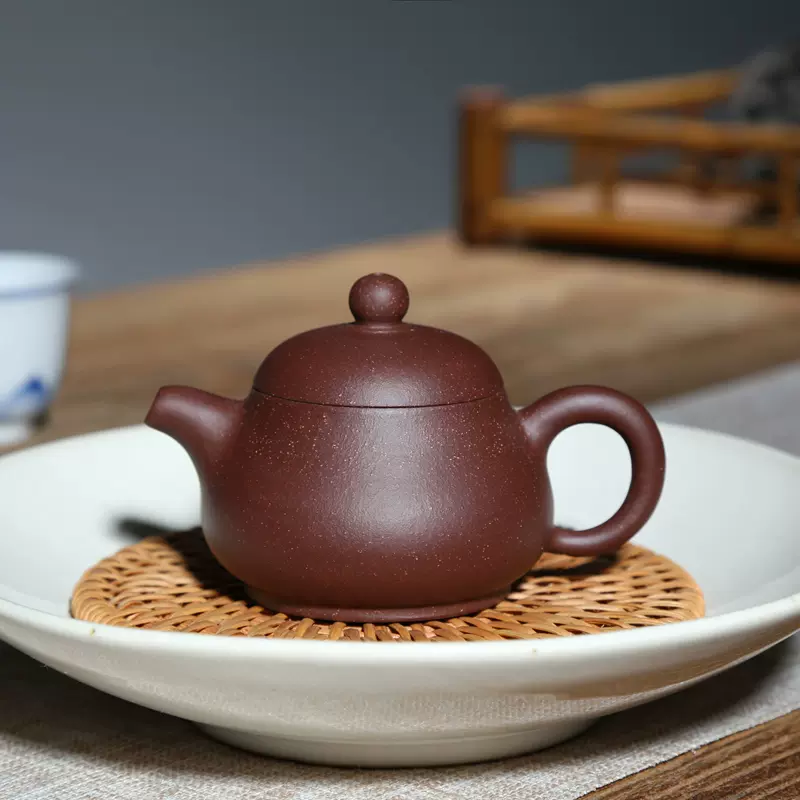 宜興純手工紫砂茶壺董開生線圓茶壺270CC原礦底槽青泡茶壺