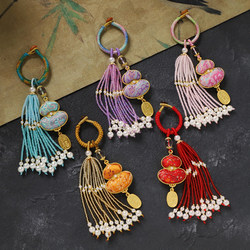 New Chinese-Style Double-Sided Song Brocade Gourd Bag Pendant, Intangible Cultural Heritage Handmade Tassel Car Hanging Keychain, Chinese-Style Finished Ornament