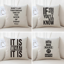 Scandinavian ins Simple English Letter Black and White Cotton and Linen Pillow Car Sofa Lumbar Pillow Cushion Office Chair Cushion