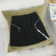 L discount women's skirt A-line skirt mid-waist zipper decoration solid color short skirt commuting OL style casual and versatile
