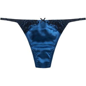 Yunye sexy lady thong low waist seductive lace contrasting tape pants head mulberry silk real silk pants female to send female
