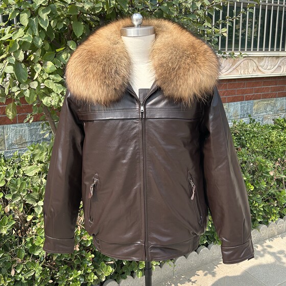 
Cowhide genuine leather jacket and leather trousers suit Air Force pilot leather jacket men's Harley motorcycle leather jacket and cotton baseball jacket