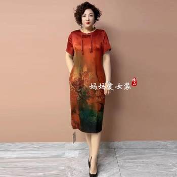 
Mother silk cheongsam dress large size skirt