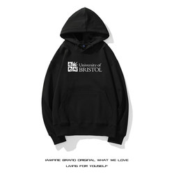 University of Bristol Sweatshirt for Male International Students, University of Bristol Commemorative Hoodie, School Uniform, Autumn and Winter Fleece-Lined Jacket
