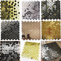 Hexagonal Metal Stainless Steel Mosaic Tiles for Club Ktv Tv Background Wall Stickers Small Hexagonal Wall Tiles Gold