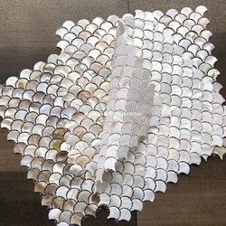 Fish Scale Mosaic Tiles Fan-Shaped Natural Shell Mosaic Tiles Wall Stickers Kitchen Living Room Tv Background Wall Decoration