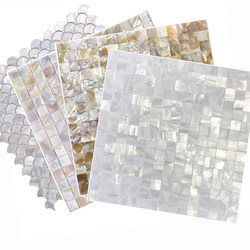 Shell Mosaic Self-Adhesive Natural White Fish Pond Bathroom Tiles Living Room Background Wall Cashier Counter Kitchen Wall Stickers