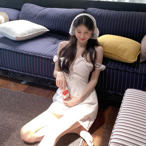 
Lienni 2025 summer new high-waist slim hollow three-dimensional embroidered one-shoulder suspender two-wear dress for women