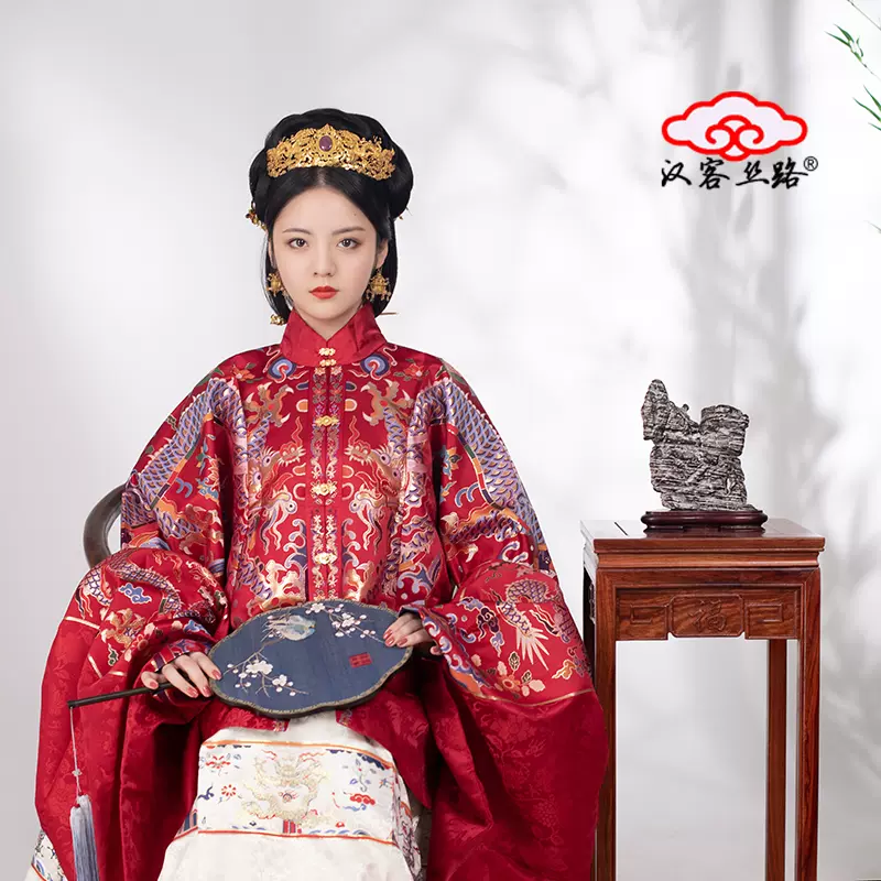 漢客絲路明制漢服 織金妝花緞立領對襟龍紋襖定製-Taobao