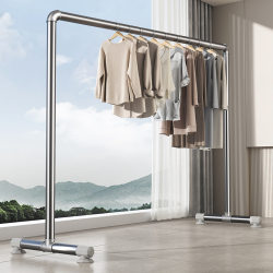 Steel Pipe Clothes Drying Rack for Home Use, Bedroom Clothes Hanger, Outdoor Balcony Simple Clothes and Quilt Drying Rod