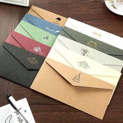 [Pack of 5 Envelopes with Free Sealing Stickers] Vintage Gold-Stamped Envelopes, Simple Western-Style Greeting Cards, Spring Festival Invitations