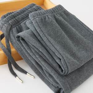 
Dark gray velvet sweatpants for men, heavy cotton drawstrings, autumn and winter thickened loose trousers, men's casual sports pants