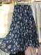 High-end blue 2025 spring new fashionable and versatile elastic waist printed pleated skirt skirt women's midi skirt