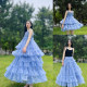 Jane Ai Garden plaid mesh stitching asymmetric half -bodies skirt niche design sense puff JA83
