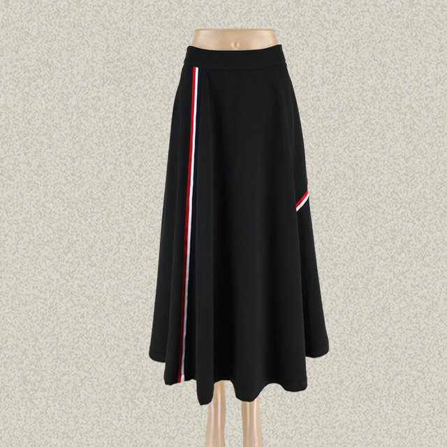 New!Falun INA Asymmetric contrasting color striped color block college style women's spring and autumn big hem skirt long skirt FRBS6615