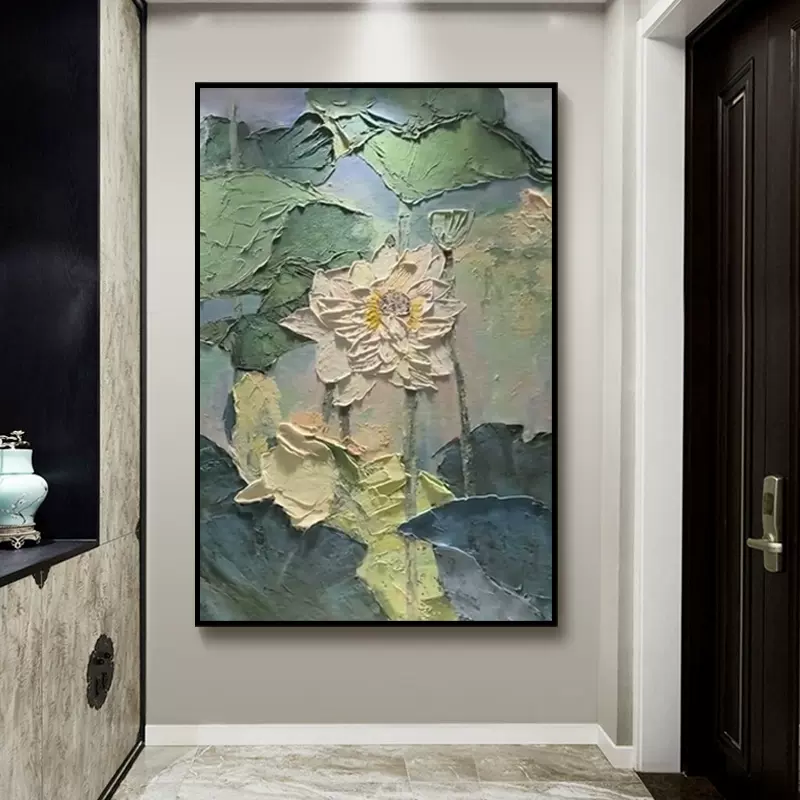 纯手绘静物葫芦油画新中式客厅入户玄关装饰画过道走廊招财壁挂画-Taobao