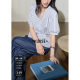 Wide color design v-neck striped waist-hugging shirt for women 2025 spring and summer new puff sleeve white shirt top