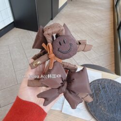 Korean-Style Cartoon Cotton-Filled Smiley Face 3D Bow Hair Clip, Large Hairpin, Cute Fabric Scrunchie