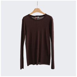 In-Stock Thankskim Du Custom-Made Imported Fabric Minimalist Long-Sleeve T-Shirt for Women, Breathable and Slim-Fitting Base Layer Top