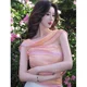 TZ3906 French sweet hot girl one-shoulder smudged tube top for women with niche design slim fit and sleeveless top
