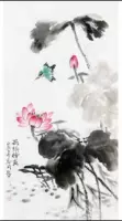 纯手绘荷花水墨挂画写意花鸟国画真迹新中式风格装饰画尺寸可定制