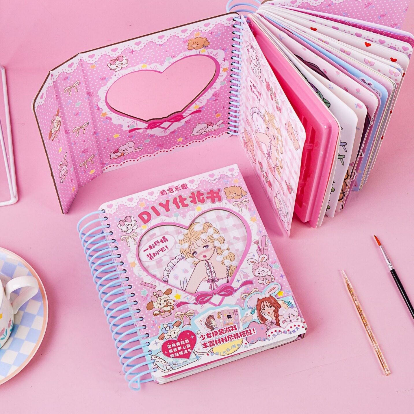 DIY 어린이 메이크업 책 선물 공주 드레스 다양한 색칠 스티커 조용한 책 절단 없음 수제 책-