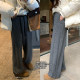 NAZ's large size winter new style design sense spliced ​​waist straight pants fat mm thick plush casual pants for women